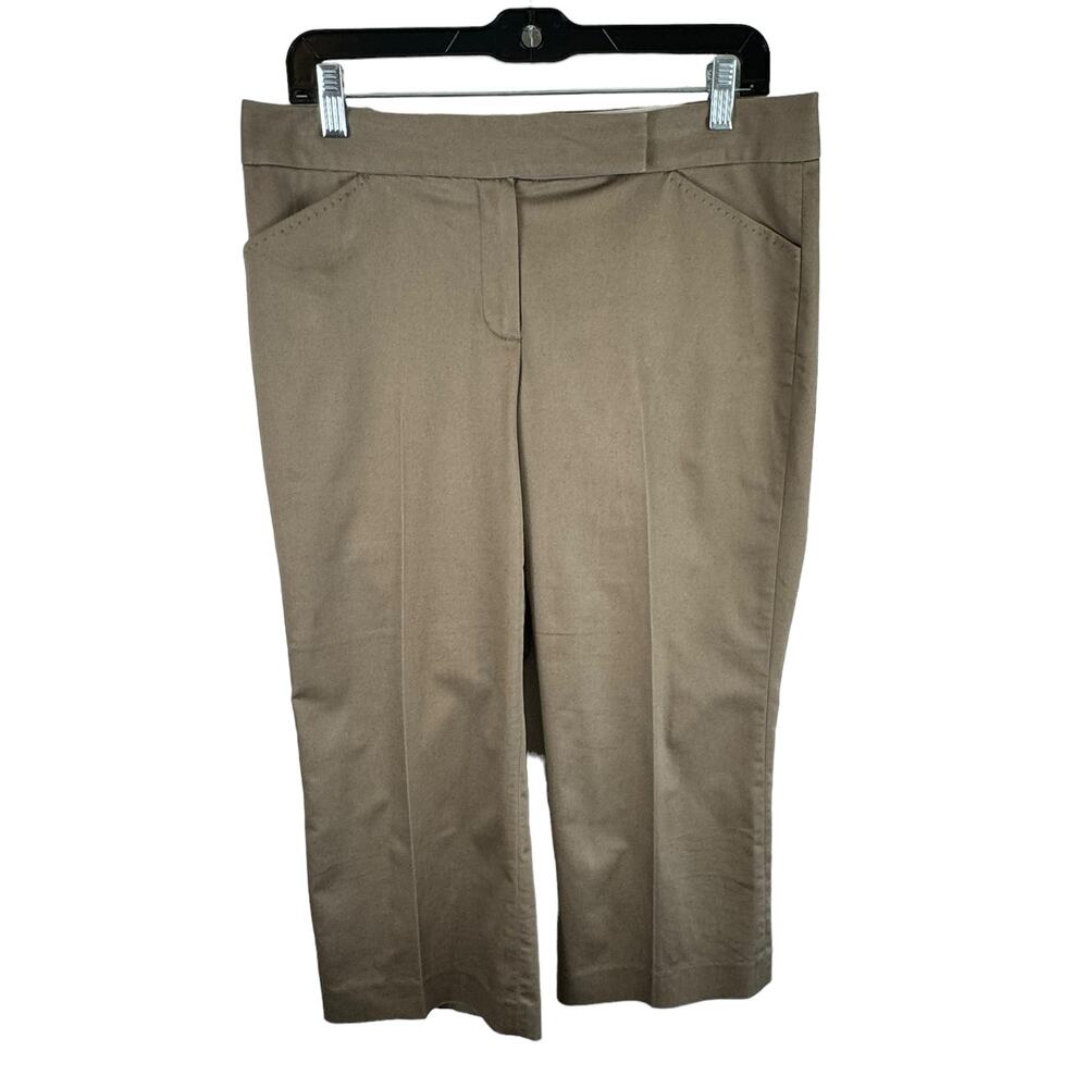 Tahari Tan Mid Rise Cropped Capri Dress Pants Trousers Officewear Business Sz 8
